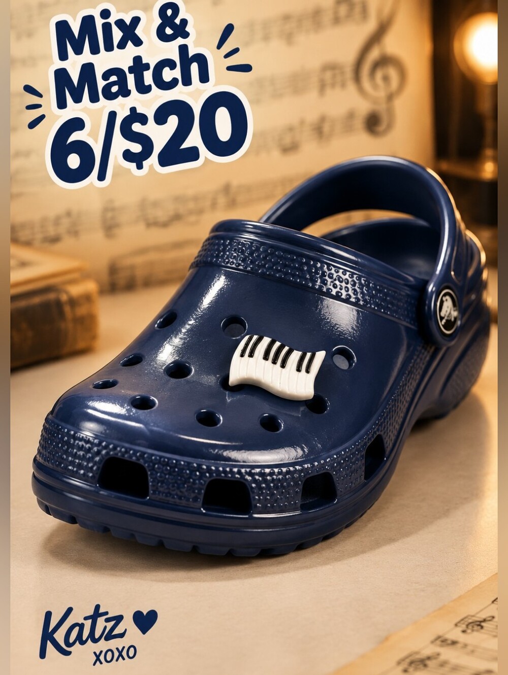 Piano Keys Croc Shoe Charm Keyboard Music Pianist Musician Jibbitz Style Musical